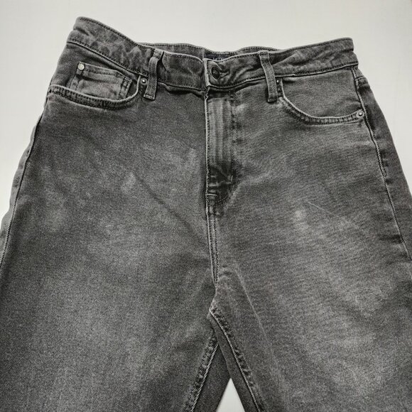 Hudson Black Wash Heidi High Rise Straight Leg Jeans Raw Hem - Picture 3 of 5